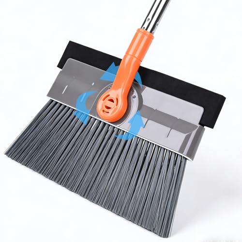 Floor Scrubber, 50 inch Heavy Duty Floor Scrub Brush with Long Handle and Squeegee for Cleaning Tile Wall Deck Bathroom Patio Garage Kitchen, Grey