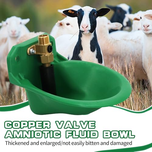 2PCS Automatic Goat Waterer Bowl with Brass Water Valve Plastic Water Trough Livestock Sink Cup Suitable for Goat Sheep Calf Pig Dog Breeding