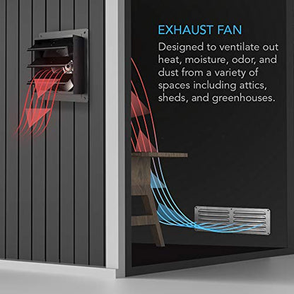 AC Infinity AIRLIFT S10, Shutter Exhaust Fan 10” with 10-Speed Controller, EC Motor - Wall Mount Ventilation and Cooling for Sheds, Attics, Workshops, and Greenhouses - style: 10-Inch, Speed Controller