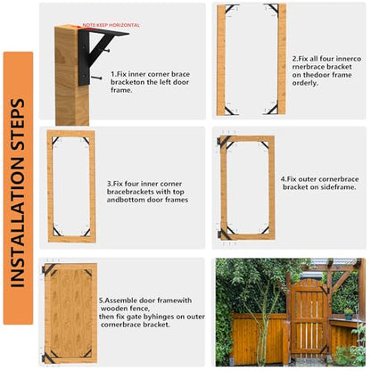 Sdstone 2 Sets Heavy Duty Anti Sag Gate Kit,Gate Corner Brace Bracket Kit, Adjustable Gate Hardware for Wooden Fence Gate Latch, Wooden Driveway Gates, Corral - size: 01