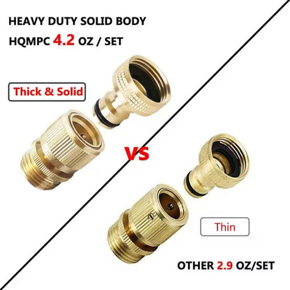 HQMPC Garden Hose Quick Connector Water Hose Quick Connect ¾ inch GHT Brass Easy Connect Fitting Quick Connect Hose Fittings Garden Hose Fitting Water Hose Connectors (3SETS) - size: 3 Sets