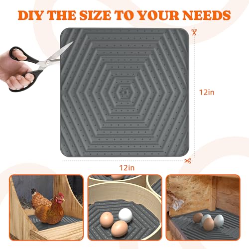 Pawtners Chicken Nesting Box Liners: Washable Nesting Pads for Laying Eggs, 12x12, 10 Pack - color: Grey - 10Pack