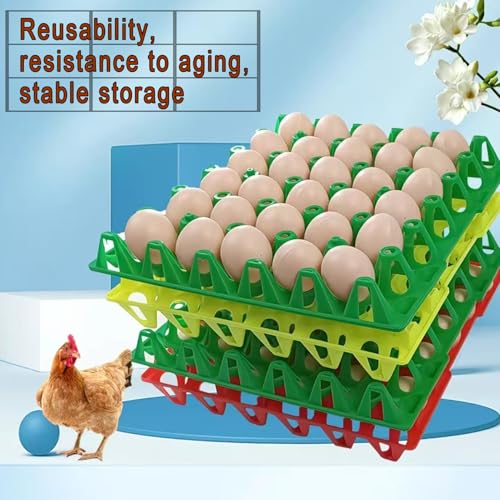 8 Pack Reusable Plastic Egg Trays, 30-Count Stackable Egg Crates for Chicken Farmers, Home Storage & Shipping (4 Colors)
