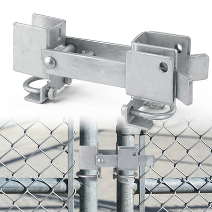 Double Gate Latch for Chain Link Fences - Heavy Duty Galvanized Steel Lockable Double Gate Latch for 1-5/8" Gate Frames, Secure Latching System with Padlock Holes for Residential & Commercial Use