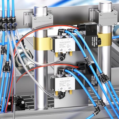 TAILONZ PNEUMATIC 1/4"OD x 1/8"NPT Push to Connect Fittings Pneumatic Fittings Kit 6 Spliters+6 Elbows+6 tee+6 Straight +6 Straight Male Npt Connector+6 Elbow Male Npt Connector (36 pcs) - size: 1/4"OD x 1/8"NPT