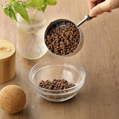 1 Cup Dog Cat Food Scoop, OHOLA Stainless Steel Dog Food Measuring Cup, Precision Scale Measurements (Stylish Pattern)