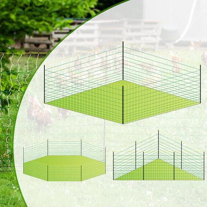 Electric Fence Netting, 47.2" H x 164'L Electric Chicken Fence, Portable Chicken Fence with Double Spiked Fiberglass Posts for Chickens, Ducks,Turkeys, Sheep, Geese in Yard, Farms,Backyards, Garden
