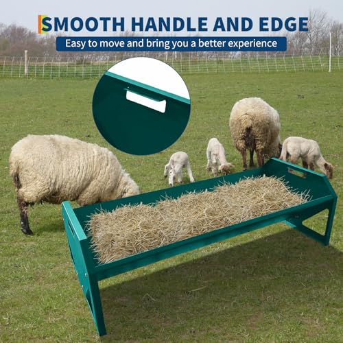 Garvee Livestock Feeder, 45.13" Hay Feeder for 10 Sheep Once, Heavy Duty 22 Gallon Capacity Livestock Feeding Trough for Horse, Goat, Sheep, Cattle, Cow, Alpaca, Dark Green - color: Dark Green