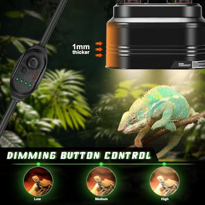 MECESOR Reptile Dual Light Fixture with Dimming Switch and Timer, Deep Dome Reptile Heat Lamp Fixture Double UVB Light Fixture, Double Dome Lamp Fixture for Basking Heat Bulb for Terrariums - style: Timer Switches