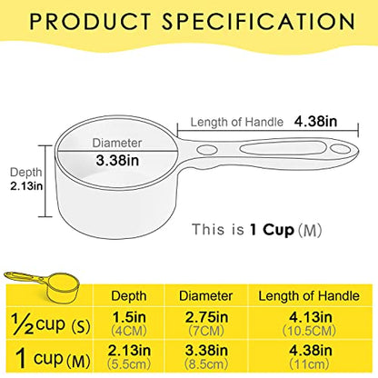 SUPERDESIGN 1 Cup Dog Food Scoop for Container Melamine Measuring Scoop for Dogs Cats Birds and Rabbits Pet Food Feeding Scoop Dishwasher Safe - Yellow - color: Yellow - 1 Cup