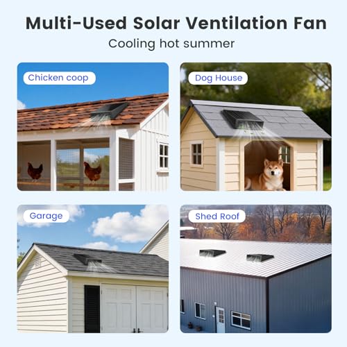 25W Solar Fan for Chicken Coop, 430CFM Solar Exhaust Fan with IP67 Waterproof Solar Panel-No Wiring Required, Easy Install Greenhouse Fan for Shed, Attic,Barn, Dog House - size: 25W Solar Fan