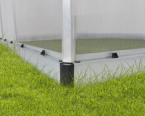Canopia 6x4 Greenhouse with Plant Hangers, Hobby Walk-In Twin-Wall UV Polycarbonate Heavy Duty Aluminum Frame, Lockable Door, Adjustable Roof Vent, Rain Gutters, Galvanized Steel Base, Mythos (Silver) - color: Silver with Plant Hangers, size: 6 Ft. x 4 Ft