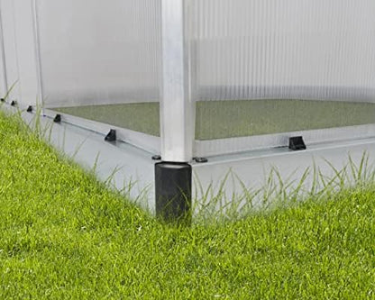 Canopia 6x4 Greenhouse with Plant Hangers, Hobby Walk-In Twin-Wall UV Polycarbonate Heavy Duty Aluminum Frame, Lockable Door, Adjustable Roof Vent, Rain Gutters, Galvanized Steel Base, Mythos (Silver) - color: Silver with Plant Hangers, size: 6 Ft. x 4 Ft