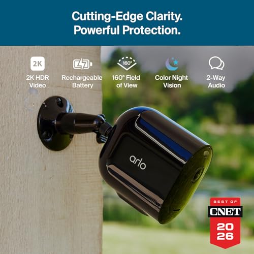Arlo Pro Security Camera 2K HDR (6th Gen, 2025 Release) - Wireless Outdoor Camera, Rechargeable Removeable Battery, Event Captions, Emergency Response, 1-Month Trial of Secure Plan, 1 Cam, Black - color: Black, size: 1 Camera, style: Standard Battery
