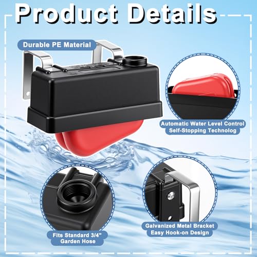 Lounsweer 4 Pack Water Trough Float Valve for Stock Tank Water Tank Float Valve Controlled, Monitors Level Adjustable Automatic for Livestock Cattle Goat Horse Swimming Pool Pond Farm