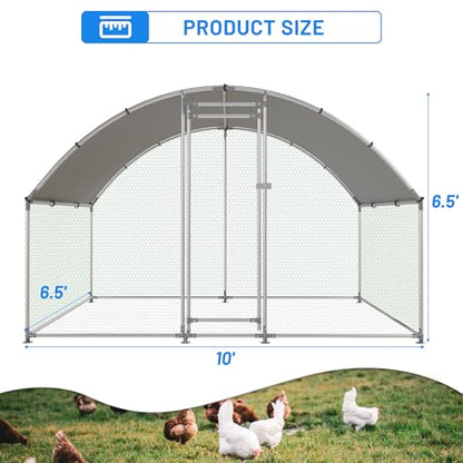 NUGRIART Large Metal Chicken Coop, Outdoor cage Run with Waterproof and Anti-UV Cover, Dome Roof Walk-in Poultry Cage Rabbit Duck House for Outside, Backyard and Farm. - size: 78.0"L x 120.0"W x 78.0"H