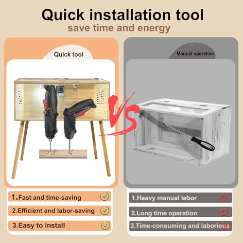 Fengxin Brooder Box for Chicks,Quail cage,Quail coop,Kit with Heat,Chick Brooder Box with Sliding Door,with Thermostat,Table Legs, Temperature and Humidity Meter (31.5×16×16 inches)