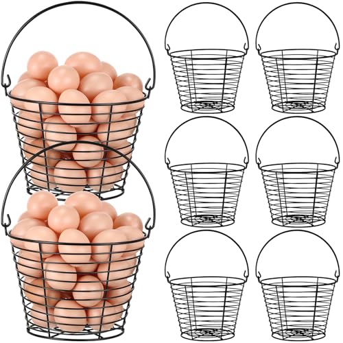Tandefio 8 Pcs 8" Egg Basket for Storage Collecting Carrying and Transporting Chicken and Duck Eggs, Farm Grade Wire Storage Basket
