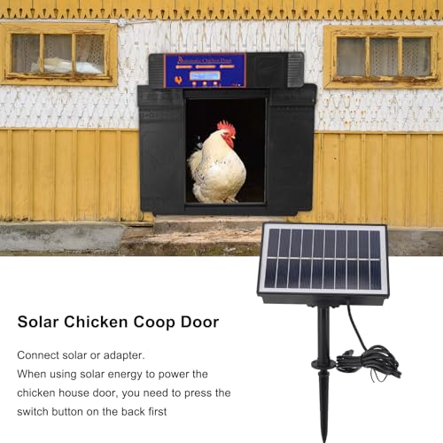 Automatic Chicken Coop Door Opener with Timer and Solar Battery Power, Double Electric Chicken Door with LED Display, for Chickens Ducks Geese, IP45, Anti - (Black) - color: Black