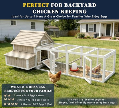 Gowoodhut Chicken Coop with Run for 2–6 Chickens Large Outdoor Backyard Hen House for Beginners Weatherproof Wooden Poultry Cage with Nesting Boxes Perches & Easy-Clean Tray - size: 118.3"L x 61.1"W x 40.0"H