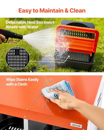 VEVOR Chicken Nesting Boxes, 10 Compartments, with Support Legs, Easy Egg Collection, Galvanized Steel and High-Strength Plastic, Roll Away Nesting Boxes for Chickens and Hens Laying Eggs, Orange - size: 52.0"L x 20.7"W x 39.0"H