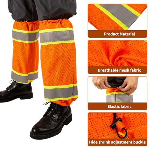 High Visibility Reflective Unisex-adult Work Leg Gaiter,Hi Vis Reflective Classic Two-tone Mesh Leg Gaiters