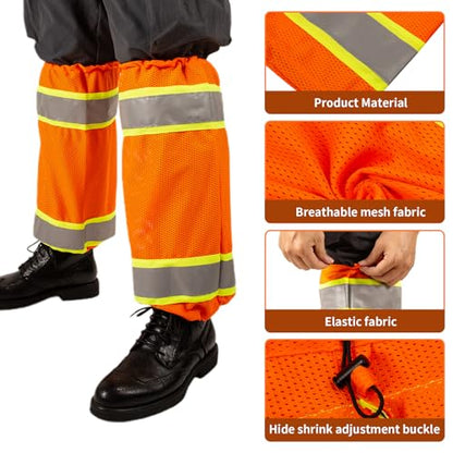 High Visibility Reflective Unisex-adult Work Leg Gaiter,Hi Vis Reflective Classic Two-tone Mesh Leg Gaiters
