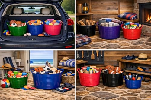 Red Gorilla Small Flexible Plastic Tub, Toy Storage, Laundry, Gardening & More, 14 Liter/3.7 Gallons, Black - color: Black