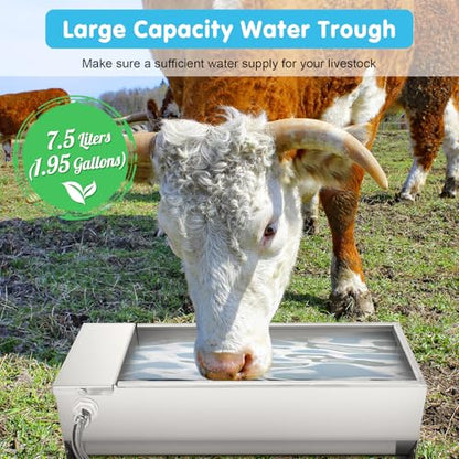 Float Drinking Bowl, Cattle Drinking Bowl, Large Capacity Automatic Water Dispenser 7.5L 304 Stainless Steel Self Filling for Dogs Horses Cows Goats
