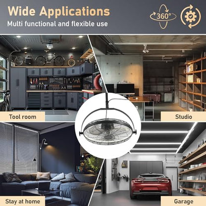 AHAWILL 22.8" Outdoor Hanging Ceiling Fan with Light - 360 Rotatable Fixed Angle,Plug-in,3CCT Dimmable,6 Speeds,Timer & Reversible,2-in-1 Hanging/Standing,Ideal for Gazebos,Patios,Tool Room,Garage. - size: 23inch-with light