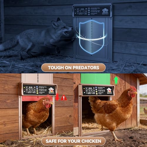 Automatic Chicken Coop Door Solar Powered, 4 Modes Automatic Chicken Door Solar, Anti-Pinch & Weather Proof Coop Door with Remote Control - color: Gold