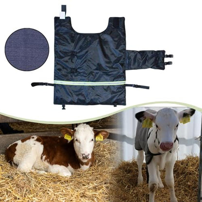 Calf Warm Clothes Blanket Jacket Saver Comfort Oxford Cloth Waterproof Windproof Sturdy Adjustable Suitable for Farmers Cattle Calves Cold Winter, Black Fleece Lining - color: Black fleece lining