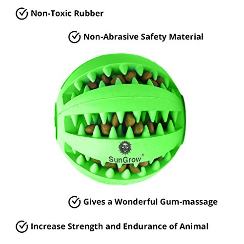 SunGrow Teething Treat Chew Ball for Rabbit, Ferret, Guinea Pig, Puppy, Kitten Tooth Clearing Puzzle Treat Dispenser, Aquarium Fish Bloodworm & Snack Holder, 2.75 inches