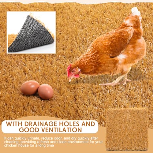 Teenyyou 6 Pack Chicken Nesting Box Pads, 13 x 13 x 1.18 Inch Washable Nesting Pad for Chicken Coop, Artificial Grass Rug Carpet Reusable Nest Box Bedding Fake Synthetic Turf Mat for Hen Laying Eggs
