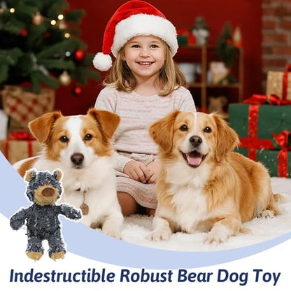 Dog Companion For Heavy Chewers-New Indestructible Robust Bear Dog Toy, Resistant Squeaky Dog ToysFor Heavy Chewers , Unbreakable Stuffed Plush Dog Toys For Aggressive Chewers (G-Navy+Oak+Purple) - color: G-Navy+Oak+Purple