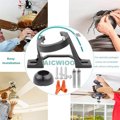 Sloped Ceiling Mounting Bracket with Hanger Ball for Ceiling Fan, Cast Aluminum Vaulted Fan Adapter for Angled Ceilings Up to 45°, Fits 1" O.D. Non-Threaded Downrods, Matte Black (No Canopy)
