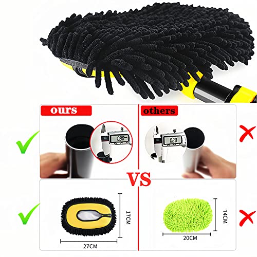 MVEQRRN Upgrade Car Wash Brush Mop with Long Handle,Microfiber Mitt Car Cleaning Supplies Kit Car Wash Kit Tools Accessories - color: Yellow-002