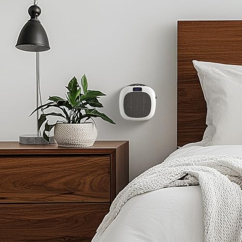 Good Housekeeping Wall-Mount Indoor Mini Space Heater w/ Thermostat & Remote, 750W, White - color: White
