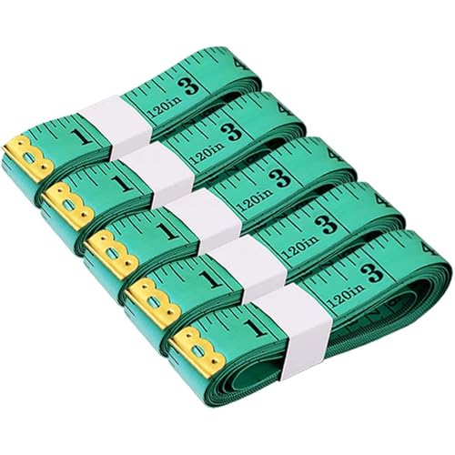 Measuring Tape for Sewing, 120 Inch Soft Fabric Cloth Tape Measure for Body Measurement, 5 Pack Double Scale Seamstress Tailor Ruler for Waist Clothing Nursing Craft(Green) - color: Green