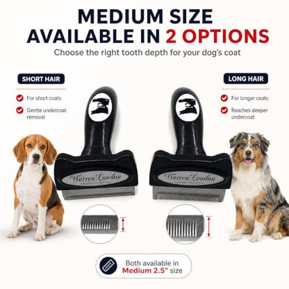 Warren London Dog Deshedding Brush for Medium Long Hair, Undercoat Rake - size: Long Hair | Medium
