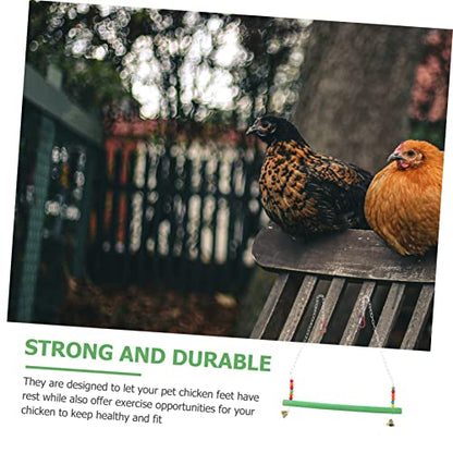 POPETPOP Pet Chicken Climbing Frame Wooden Swing Toy Perch Hen and Rooster Adventure Stand