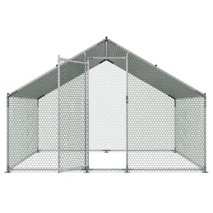 VEVOR Large Metal Chicken Coop with Run, Walkin Chicken Coop for Yard with Waterproof Cover, 6.5 x 9.8 x 6.5 ft, Spire Roof Large Poultry Cage for Hen House, Duck Coop and Rabbit Run - size: 117.6"L x 79.2"W x 79.2"H