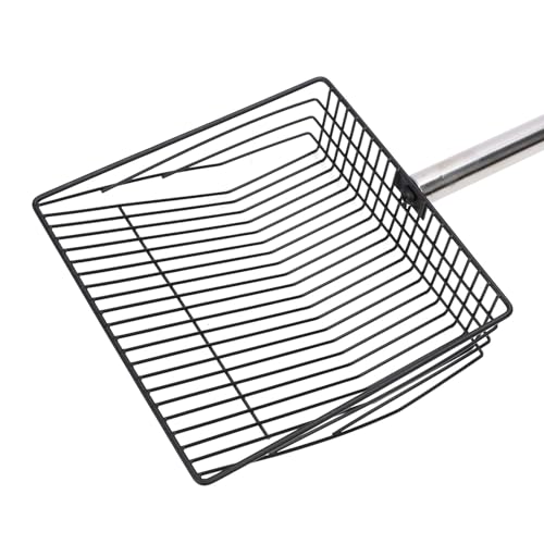 Extended Handle Litter Scoop, Retractable Push Lock Design Stainless Steel Non Stick Chicken Manure Shovel with Fully Enclosed Edges, for Large Small Coops Livestock Farms