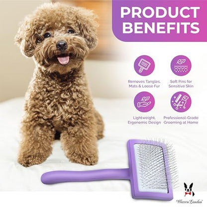 Warren London Precision Pro Slicker Brush for Dogs – 3.5" x 2" Medium Slicker Brush for Tangle-Free Grooming – Soft Pins for Medium & Long Coats – Ergonomic Handle – Professional Pet Grooming Tool - style: Precision Pro Medium