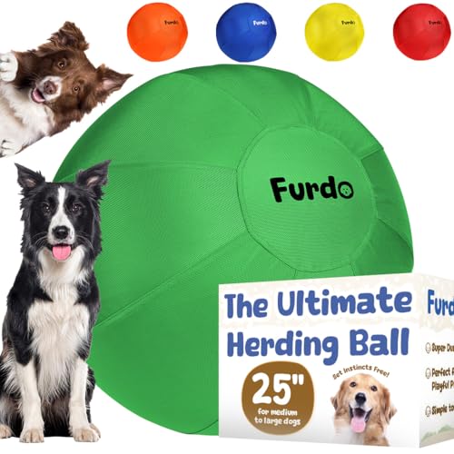 25" Herding Ball for Dogs, for Australian Shepherd, for Cattle, for Border Collie, for Blue Heelers & Other Medium to Large Dogs, Herding Dog Ball, Herding Dog Toys, Horse Ball - Green - color: 5. Green