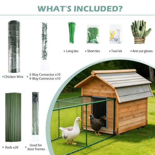 Heavy Duty Chicken Tunnel - 6-Section Portable Chicken Run with PVC Coated Wire Mesh & Steel Frame, Outdoor DIY Chicken Tunnel for Yard, Predator-Proof (1, 73 * 24 * 24 inches) - size: 73*24*24 inches