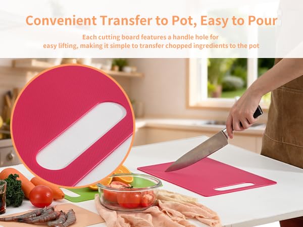 Luckyiren Plastic Cutting Board Set, 3 Pack Small Chopping Boards for Kitchen, BPA-Free, Dishwasher Safe, Color Coded Boards Pads for Meat Vegetable Fruit, Easy Grip Handle, Non-Slip, Space Saving - color: Green/Red/Yellow; 3-Pack
