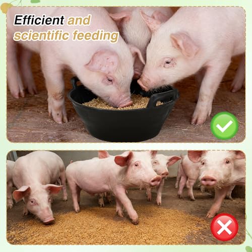 4Pcs Rubber Feed Pan, Horse Feed Bucket, Rubber Bowl Chicken Dust Bath Livestock Water Bowl for Pig Goat Chicken Dogs Farm Small Animal Garden DIY Building Farming