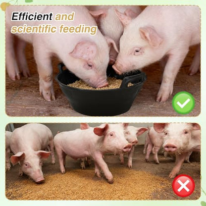 4Pcs Rubber Feed Pan, Horse Feed Bucket, Rubber Bowl Chicken Dust Bath Livestock Water Bowl for Pig Goat Chicken Dogs Farm Small Animal Garden DIY Building Farming