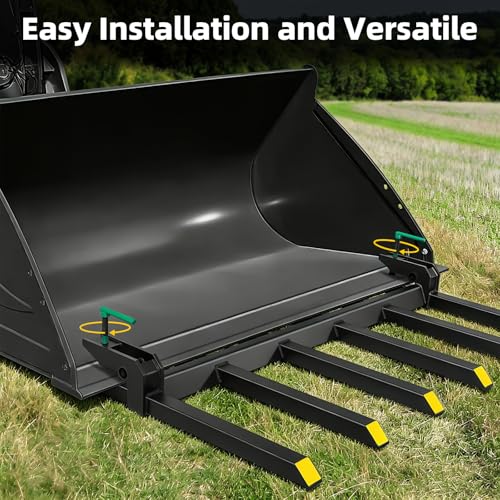 Clamp On Debris Forks To 48-60" Bucket, Heavy Duty Pallet Fork Fit For Loader Bucket Skidsteer Tractor,60" 4000 LBS - size: 60" 4000 LBS